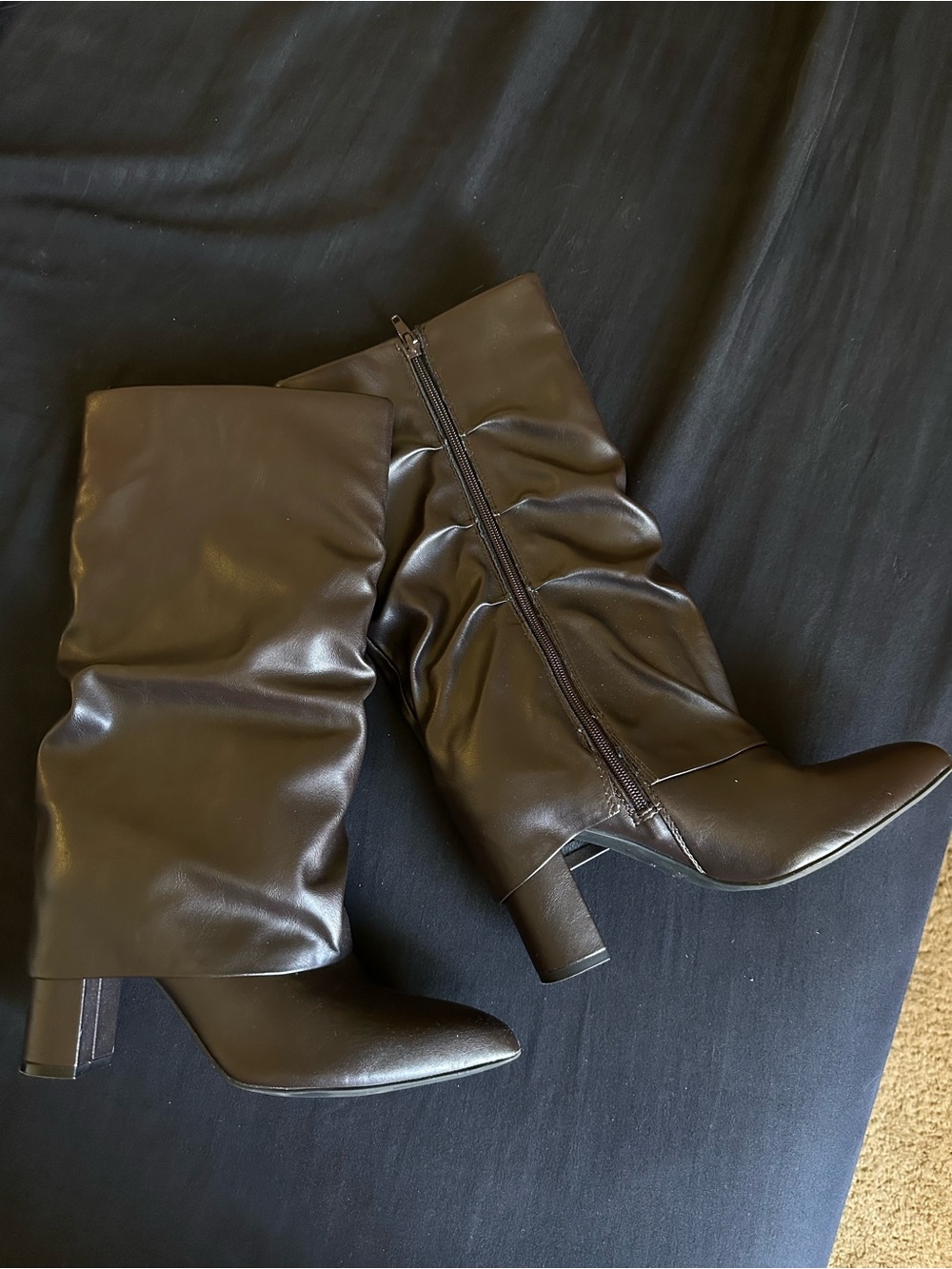 Unisa Dark Brown Slouchy Pointed-Toe Mid-Calf Boots